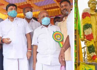 தமிழ் தாத்தா வ.உ.சிதம்பரம் பிள்ளையின் சிலையை மதுரையில் திறந்து வைத்தார்த்தமிழக நிதியமைச்சர் தியாகராஜன்