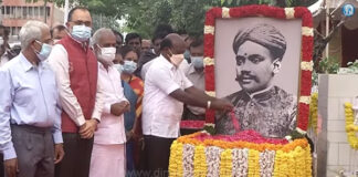 கப்பலோட்டிய தமிழன் வ.உ.சி.யின் 85ம் ஆண்டு நினைவு நாள்!: திருவுருவ படத்திற்கு அமைச்சர்கள் மா.சுப்பிரமணியன், சேகர்பாபு மலர்தூவி மரியாதை..!!